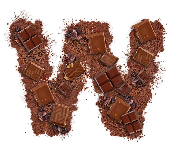 Lettera W fatta di barretta di cioccolato — Foto Stock