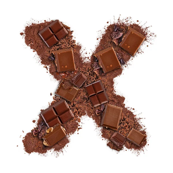 Lettera X fatta di barretta di cioccolato — Foto Stock