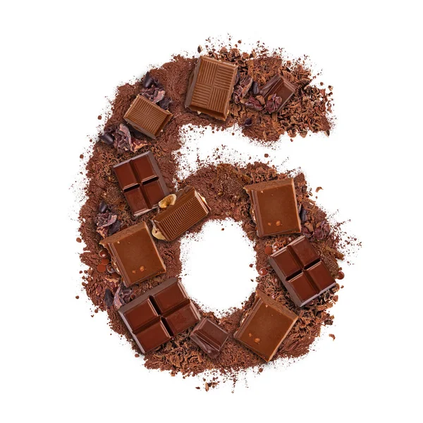 Numéro 6 en barre de chocolat — Photo