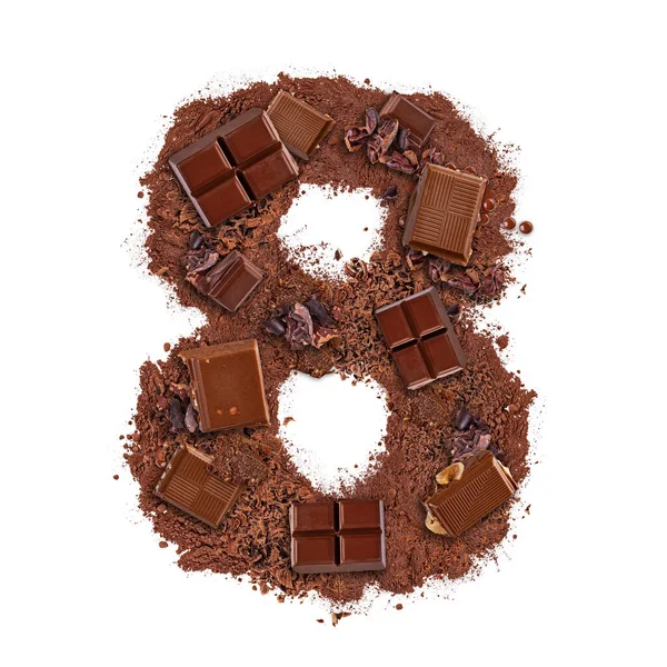 Nummer 8 aus Schokolade — Stockfoto