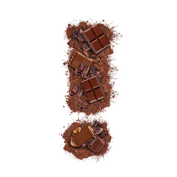 Marca de exclamación hecha de barra de chocolate —  Fotos de Stock