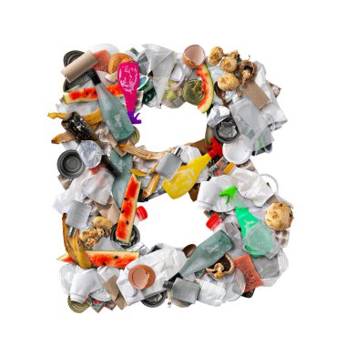 B harfi çöpten yapılmış.