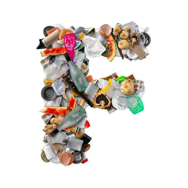 Letter F made of trash — Stock Photo, Image