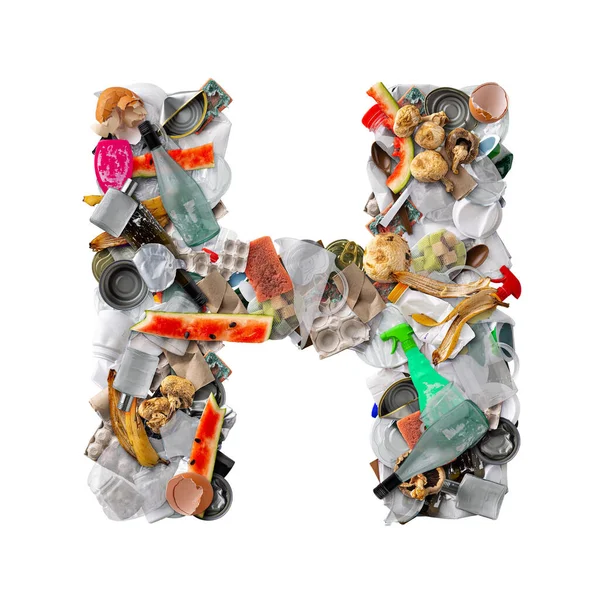 Letter H made of trash — Stock Photo, Image