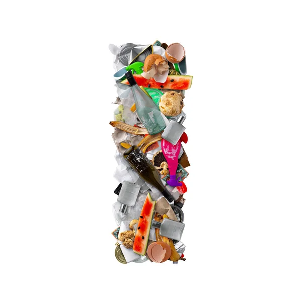 Letter I made of trash — Stock Photo, Image