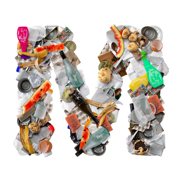 Letter M made of trash — Stock Photo, Image