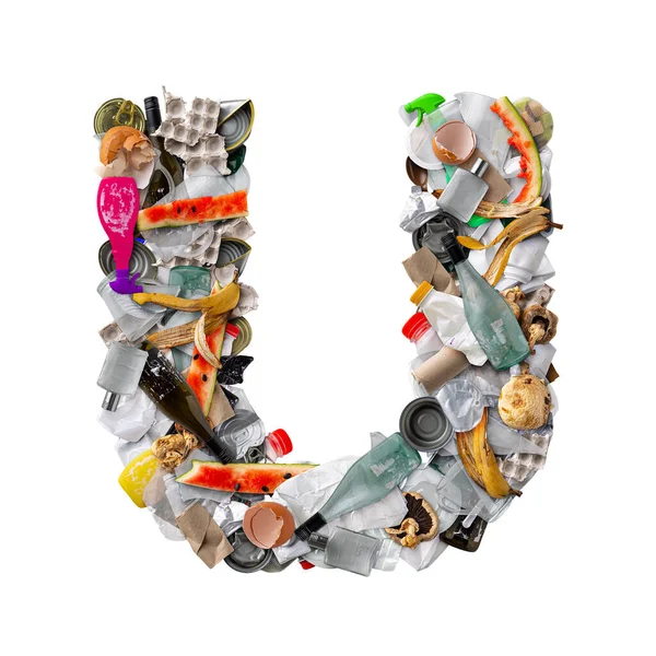 Letter U made of trash — Stock Photo, Image