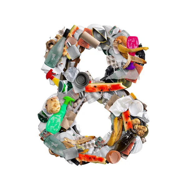 Number 8 made of trash — Stock Photo, Image