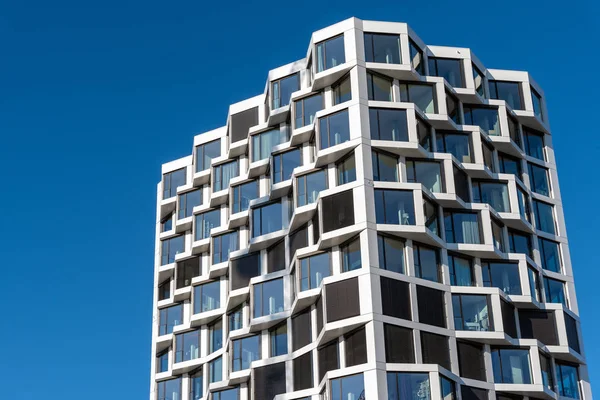 Münih Almanya Görülen Modern Yüksek Katlı Konut Binasının Cephe — Stok fotoğraf
