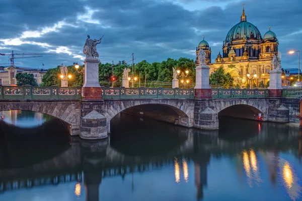 Schlossbruecke Cathedral Berlin Dusk — Stock Photo, Image