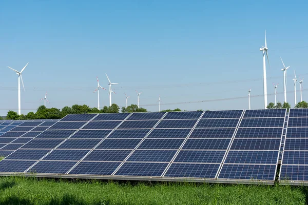 Paneles Solares Centrales Eólicas Vistas Alemania —  Fotos de Stock