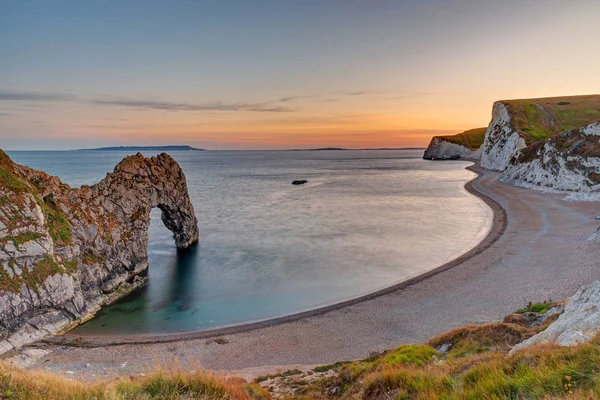 Arco Natural Durdle Door Costa Jurássica Inglaterra Pôr Sol — Fotografia de Stock