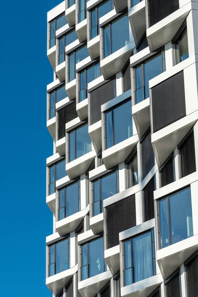 Fachada Moderno Edifício Apartamentos Arranha Céus Visto Munique Alemanha — Fotografia de Stock