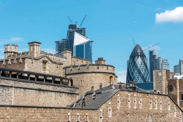 Londra Güneşli Bir Detayı Arkada Şehrin Modern Gökdelenler Ile — Stok fotoğraf