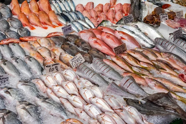 Pesce Fresco Vendita Mercato Londra Regno Unito — Foto Stock