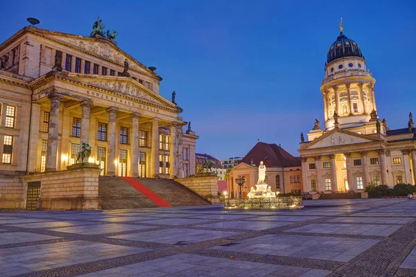 Illuminated Gendarmenmarkt Berlin Early Morning — Stock Photo, Image