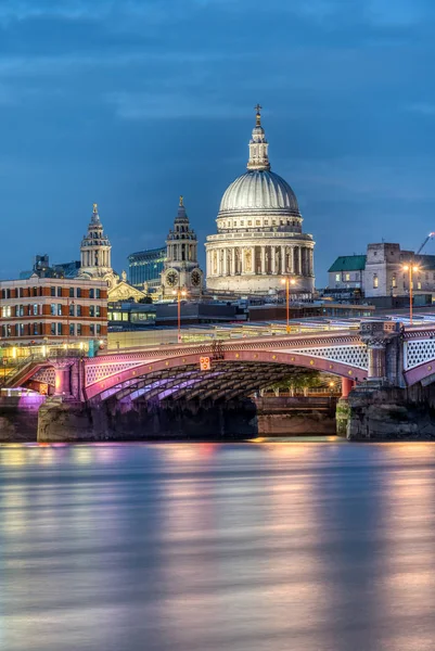 Paul Kathedrale Und Blackfriars Bridge London Der Abenddämmerung — Stockfoto