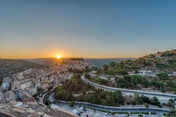 Salida Del Sol Antigua Ciudad Barroca Ragusa Ibla Sicilia — Foto de Stock