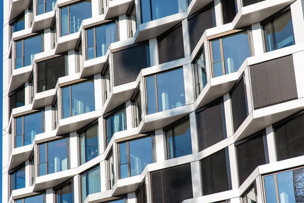 Bir Modern Yüksek Katlı Apartman Binası Münih Almanya Görülen Detay — Stok fotoğraf