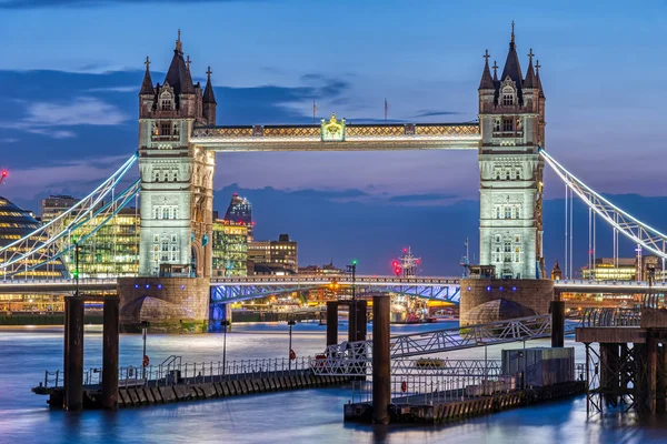 Beroemde Verlicht Tower Bridge Londen Nachts — Stockfoto