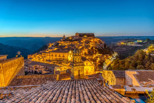 Salida Del Sol Antigua Ciudad Barroca Ragusa Ibla Sicilia Italia — Foto de Stock