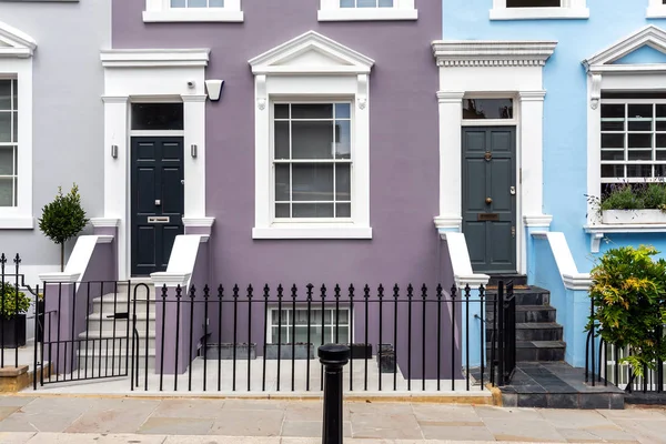 Entrées Quelques Maisons Typiques Rangées Anglaises Vues Notting Hill Londres — Photo