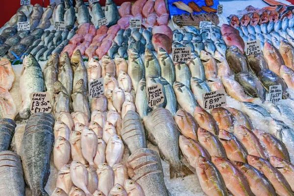 Большой Выбор Свежей Рыбы Продажи Рынке Brixton Лондон — стоковое фото