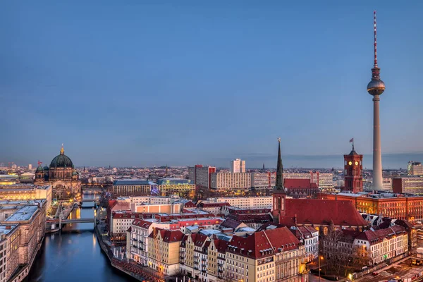 Corazón Berlín Con Famosa Torre Televisión Amanecer — Foto de Stock