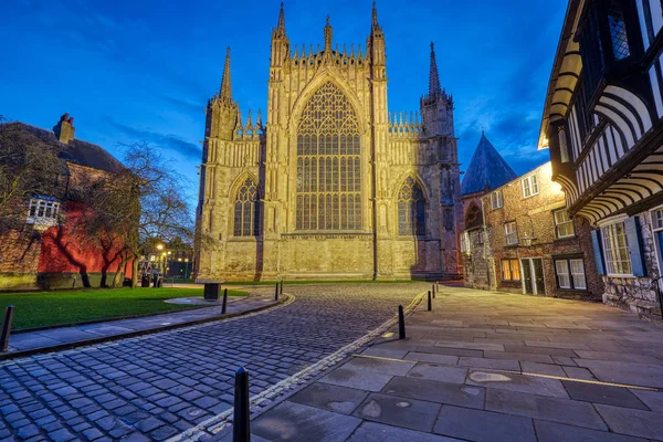 Parte Posteriore Della York Minster Illuminata Tramonto — Foto Stock