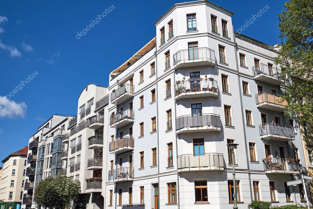 Modern multi-family apartment houses seen in Berlin, Germany