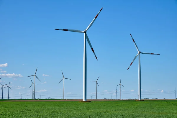 Turbinas Eólicas Una Zona Agrícola Vista Alemania — Foto de Stock