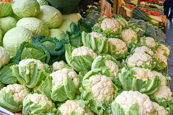 Cauliflower Cabbage Sale Market — Stock Photo, Image