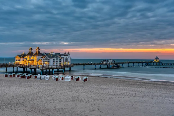 Frühmorgens Der Schönen Seebrücke Von Sellin Auf Der Insel Rügen — Stockfoto