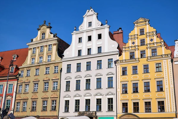 Kleurrijke Gerenoveerde Huizen Aan Het Marktplein Wroclaw Polen — Stockfoto