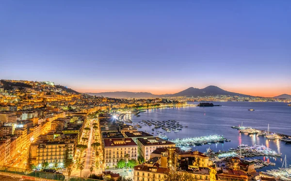 Naples Italie Avec Vésuve Avant Lever Soleil — Photo