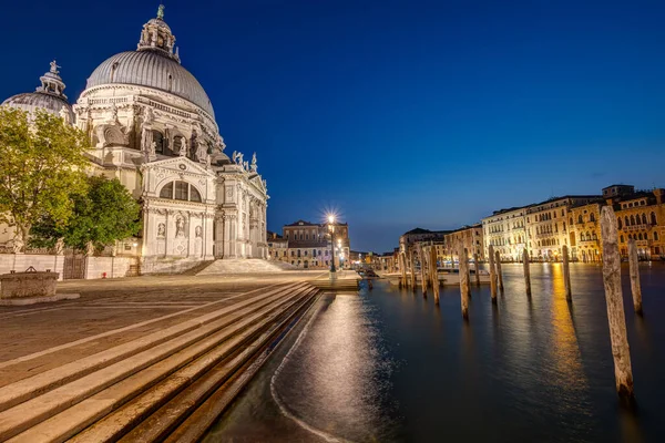 Basílica Santa Maria Della Salute Canale Grande Venecia Por Noche — Foto de Stock
