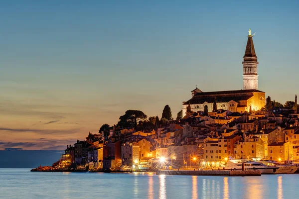 Rovinj Croatia Iconic Saint Euphemia Church Sunset — Stock Photo, Image