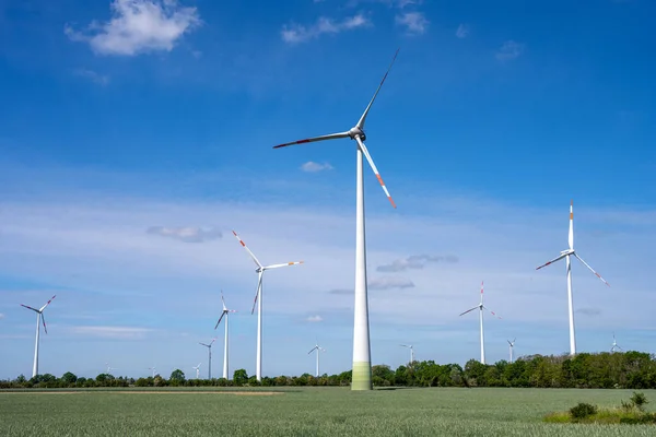 Wind Turbines Sunny Day Seen Germany — Stock Photo, Image
