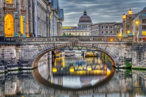 Vista Largo Isla Los Museos Berlín Amanecer Con Cúpula Del — Foto de Stock