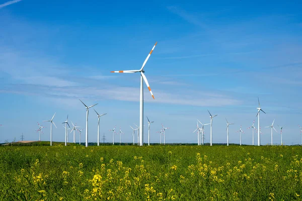 Modern Wind Power Plants Sunny Day Seen Germany — Stock Photo, Image