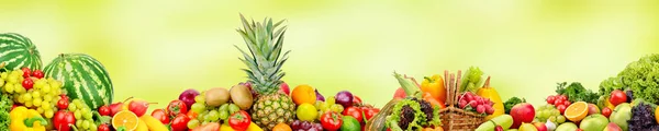 Panoramische Breite Kollektion Obst Und Gemüse Für Skinali Auf Unscharfem — Stockfoto