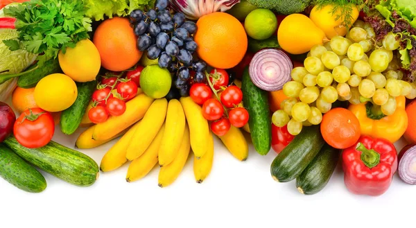 Grote verzameling van groenten en fruit geïsoleerd op witte backgr — Stockfoto