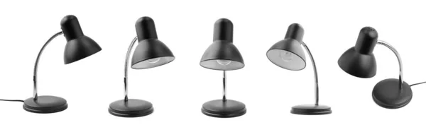Conjunto de lâmpadas elétricas de mesa isoladas em branco — Fotografia de Stock