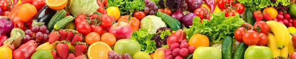 Panoramatické sbírky zdravých plodů a zeleniny. — Stock fotografie