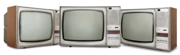 Set oude Tv's geïsoleerd op wit — Stockfoto