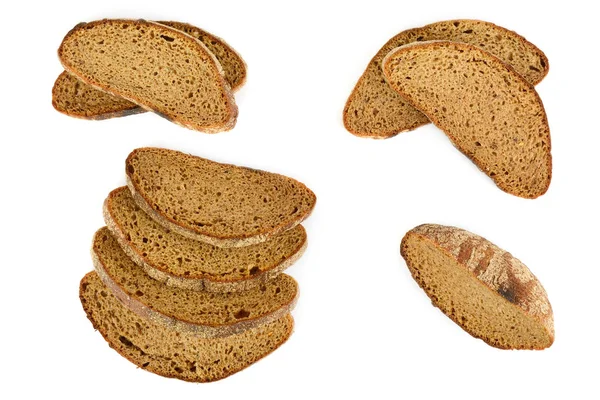 Set frisches natürliches Dunkelkornbrot isoliert auf weißem Hintergrund. — Stockfoto