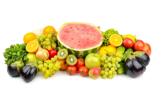 Recogida de frutas y verduras aisladas en blanco para su p —  Fotos de Stock