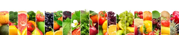 Πανοραμική εικόνα υγιή φρούτα και λαχανικά σε κάθετη ταινία — Φωτογραφία Αρχείου