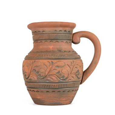 Beyaz arka plan üzerinde izole kil sürahi