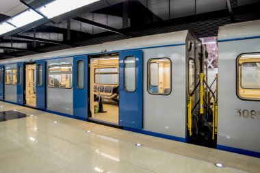 Moskova, Rusya - 20 Mayıs 2018 yeni Moskova metro istasyonu